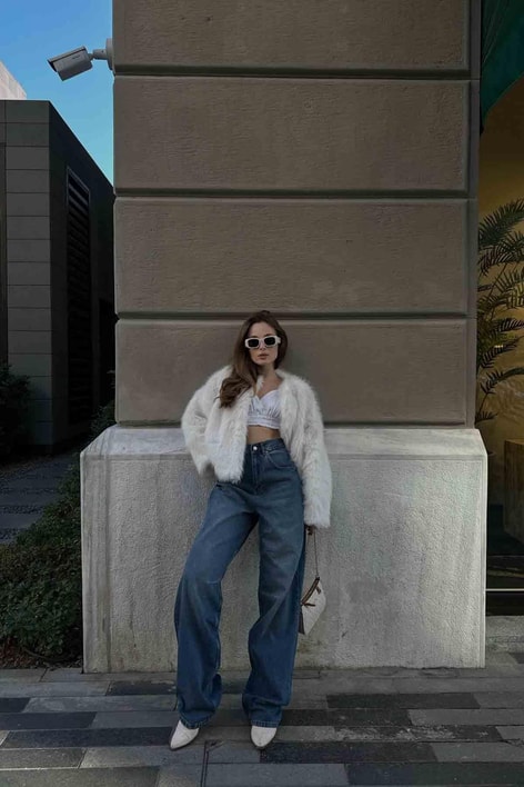 Dikiş Detay Rock Jean Mavi