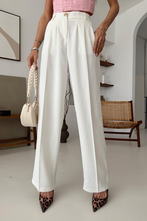 Gold Düğmeli Pantolon Krem
