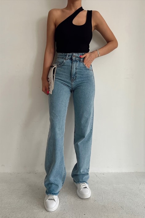 Paçası Püsküllü Jean Mavi