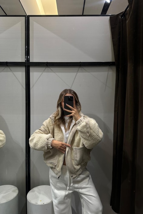 Mındset Teddy Kapüşonlu Mont Bej