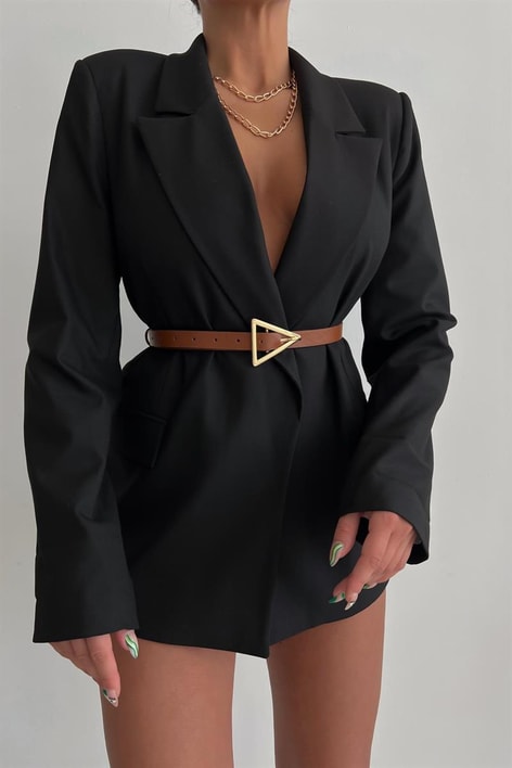 Üçgen Tokalı Kemer Taba