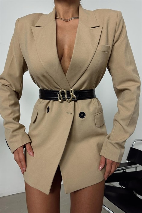 Yılan Desenli Deri Kemer Siyah