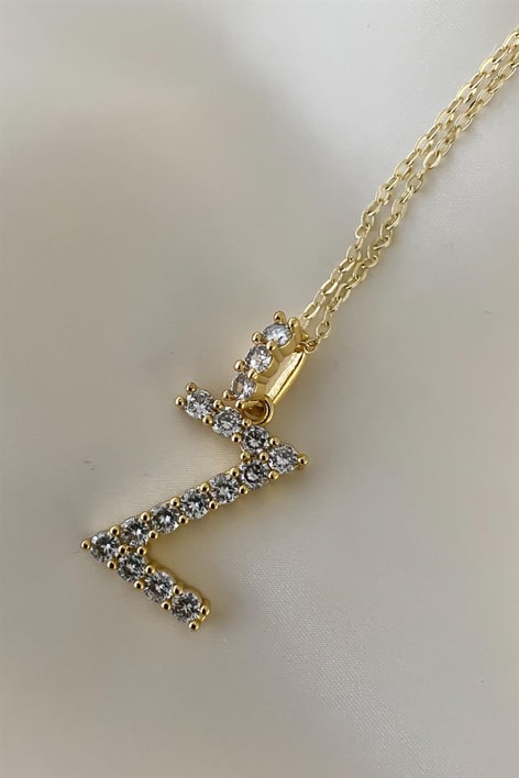 Z Harfli Taşlı Kolye Gold