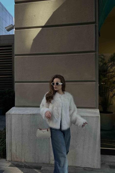 Chic Suni Kürk Beyaz