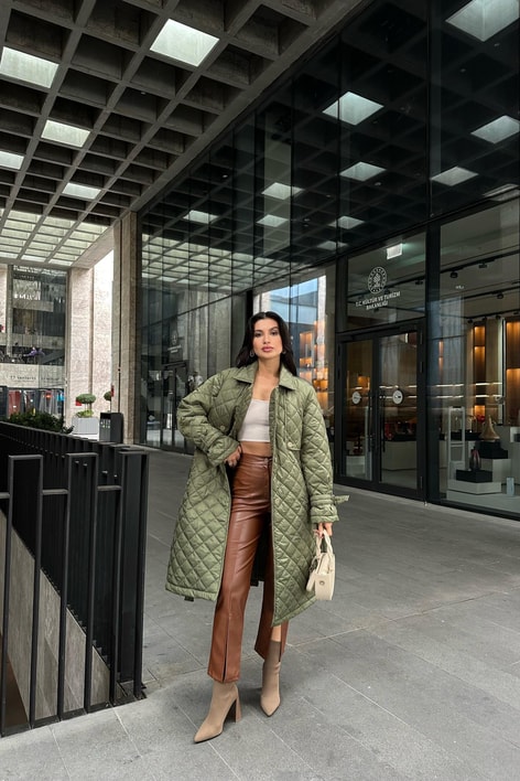 Kapitone Kemerli Maxi Mont Haki