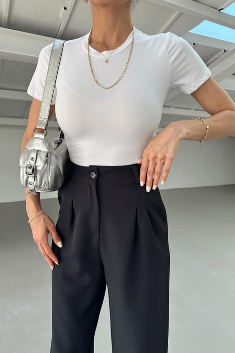 Yaka Dikişli Basic Tshirt Beyaz