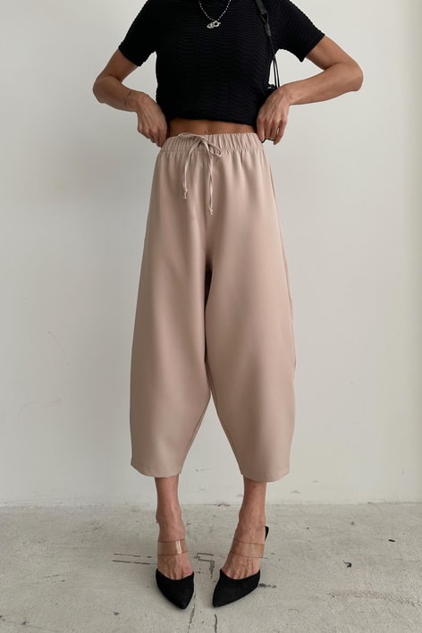 Bağcıklı Balon Pantolon Bej