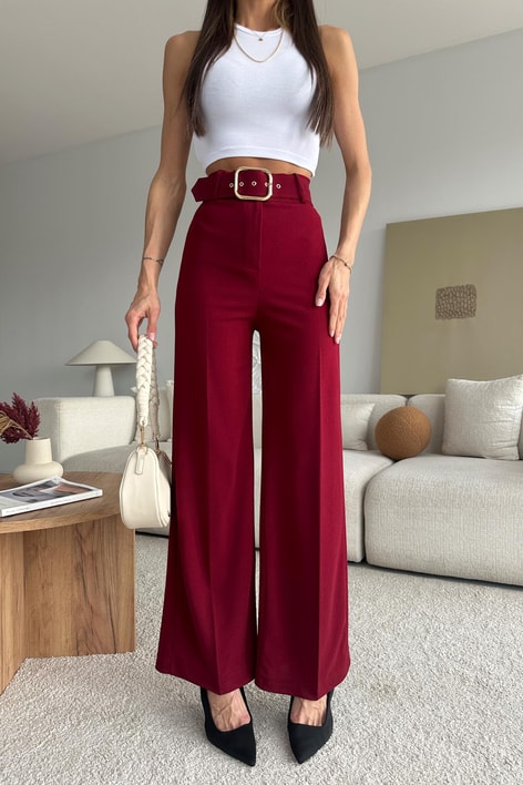 Gold Tokalı Pantolon Bordo