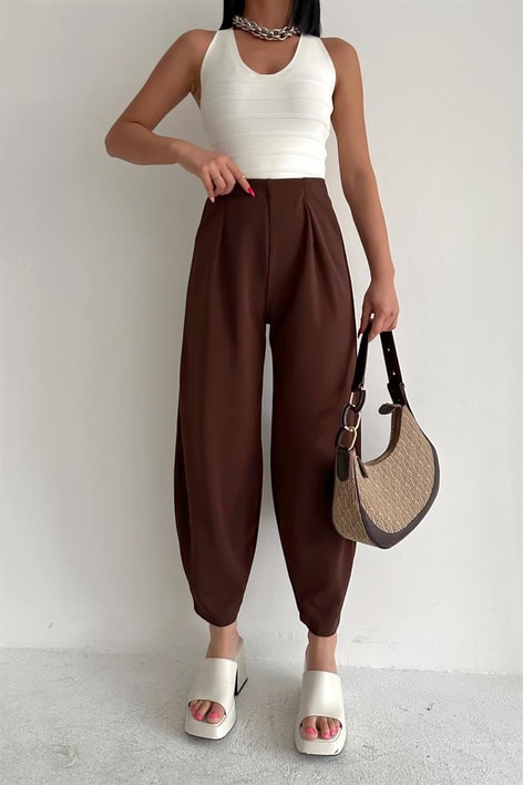 Pensli Carrot Fit Pantolon Kahve