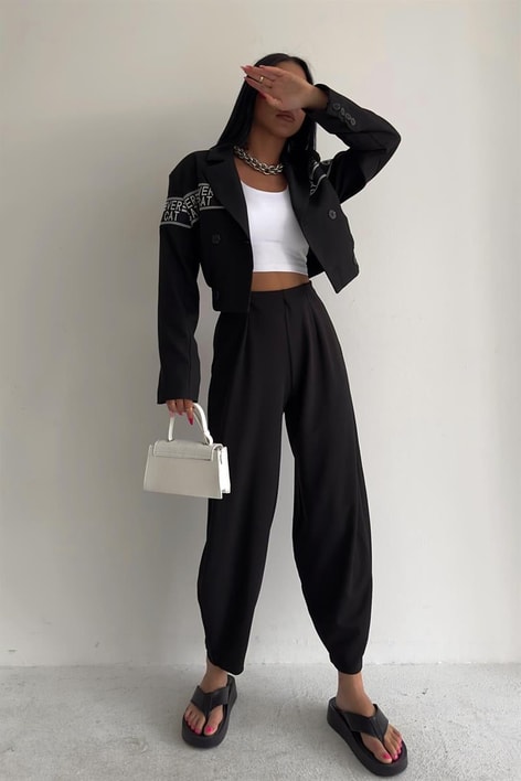 Pensli Carrot Fit Pantolon Siyah