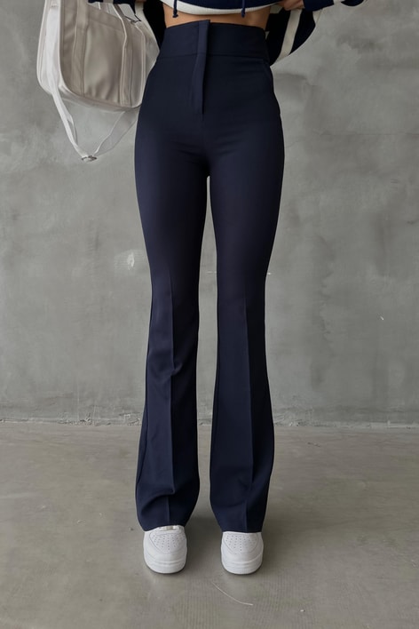Yüksek Bel İspanyol Kumaş Pantolon Lacivert