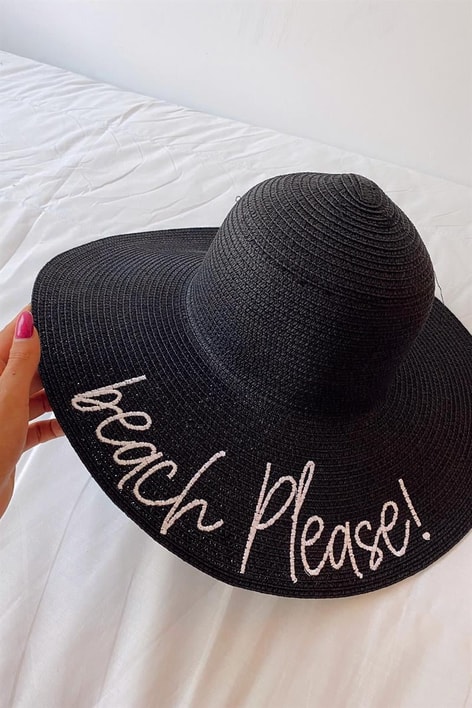 Beach Please Hasır Şapka Siyah
