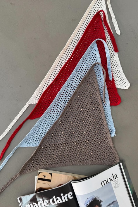 Taşlı File Bandana Vizon