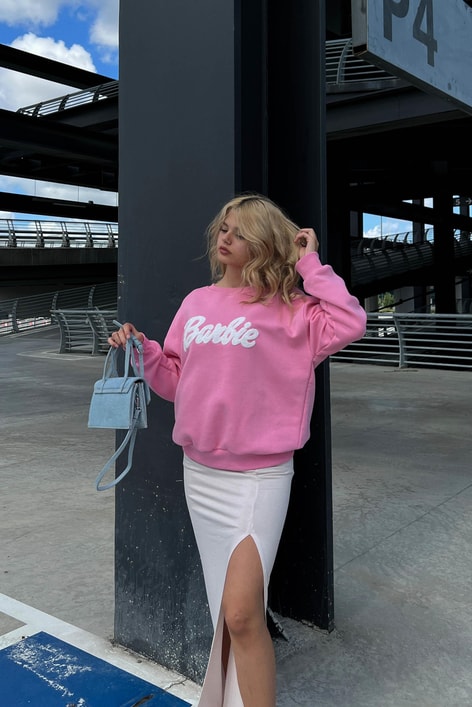 Barbie Baskılı Sweat Pembe