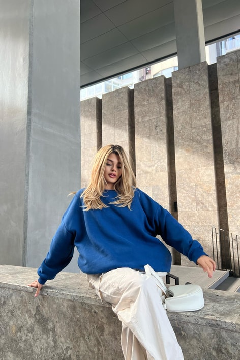 Basic Sweat gök mavisi