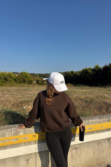 Bisiklet Yaka Sweat Kahve