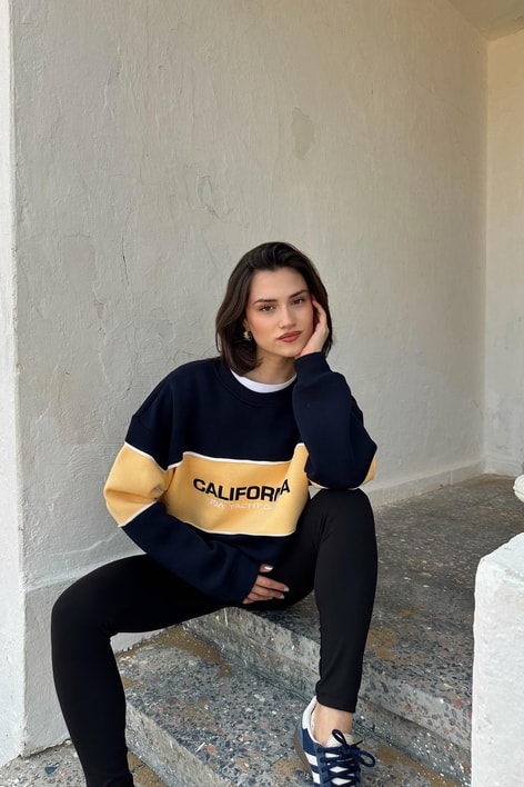 California Nakış Sweat Lacivert