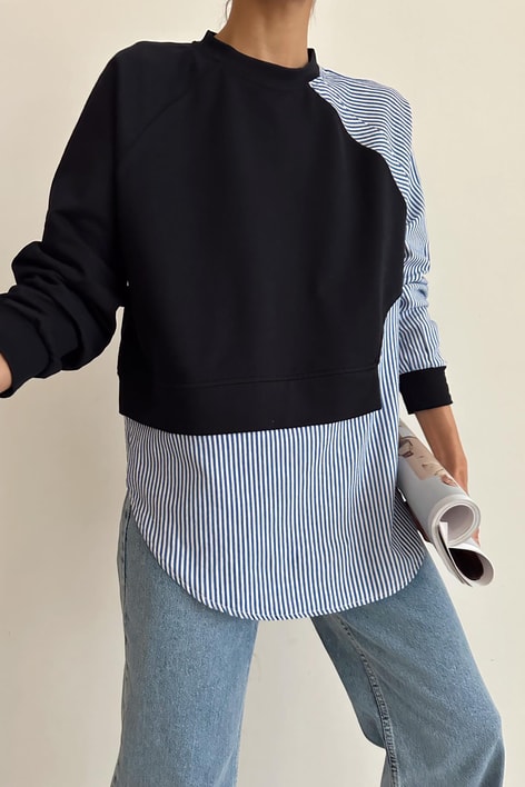 Gömlek Parçalı Sweat Lacivert