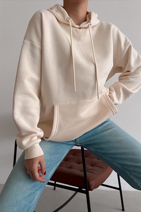 Kanguru Cep Comfort Sweatshirt Taş