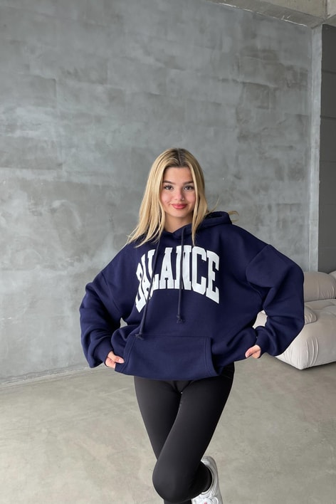 Kapüşonlu Balance Sweatshirt Lacivert