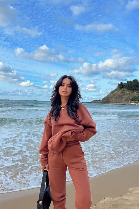 Kapüşonlu Kanguru Sweatshirt Kahverengi