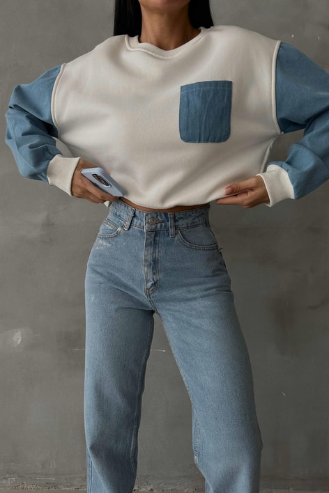 Kot Detay Sweat Beyaz