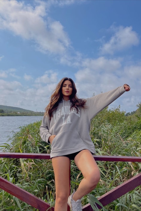 Los Angeles Baskı Sweatshirt Vizon
