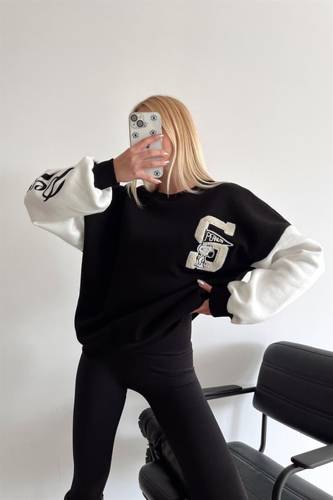 Peanuts Duo Sweatshirt Siyah