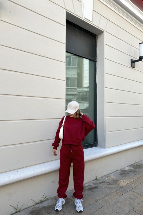 Basic Jogger Takım Bordo