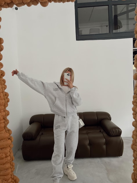 Couture Baskılı Eşofman Takım Gri