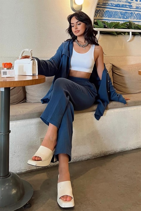 Müslin Relax İkili Takım İndigo