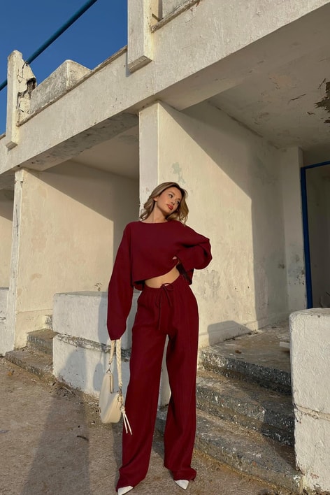 Müslin Takım Bordo