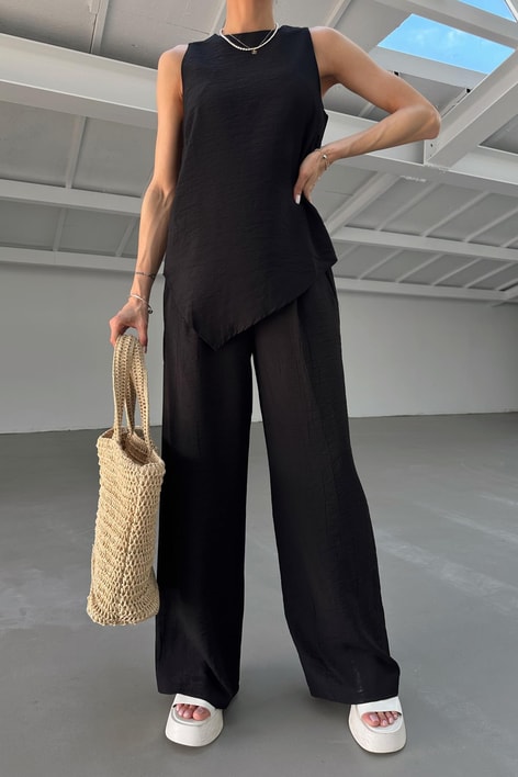 Salaş Bluz Pantolon Takım Siyah