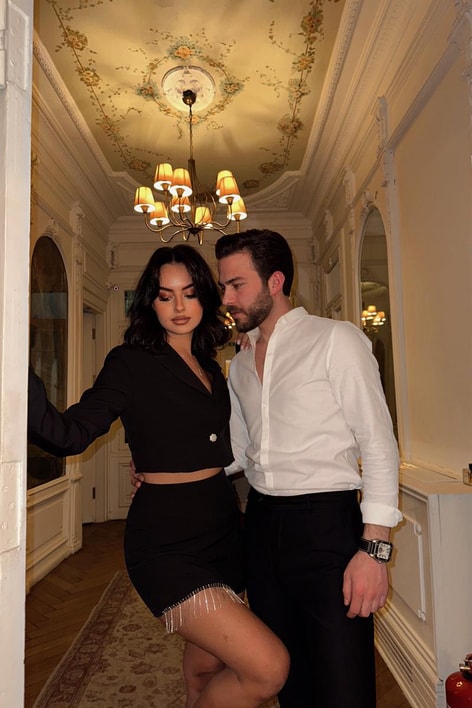 Su Yolu Taşlı İkili Ceket Takım Siyah