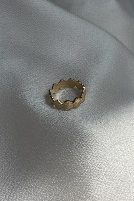 Sıralı Deniz Kabuğu Yüzük Gold