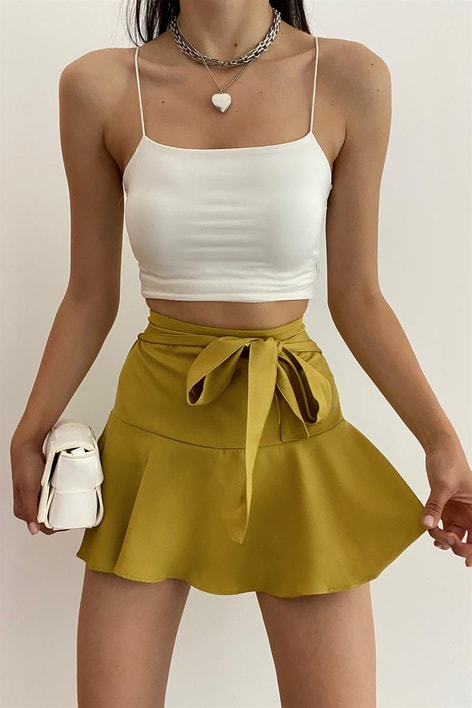 Basic İp Askılı Crop Top Beyaz