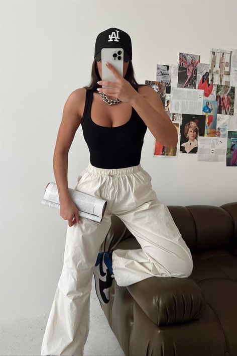 Fitilli Halter Yaka Atlet Siyah