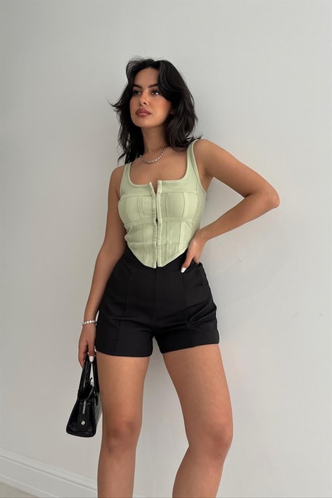 Korsaj Crop Top Fıstık Yeşili