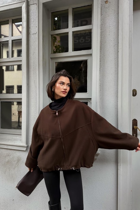 Şişme Yakalı Premium Trench Kahve