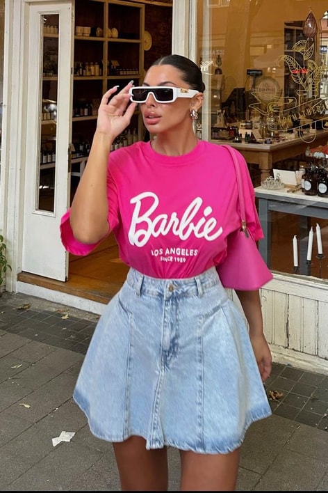 Barbie Baskılı Tshirt Fuşya