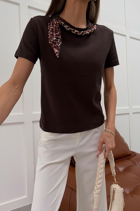 Fular Zincirli Tshirt Kahve