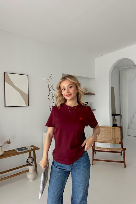 Mini Heart Tshirt Bordo