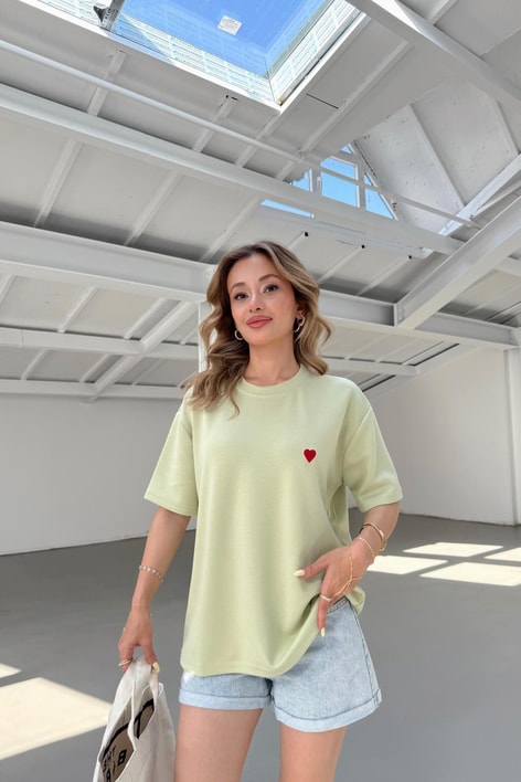 Modal Heart Tshirt Yeşil