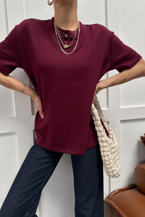 Modal Oversize Tshirt Bordo