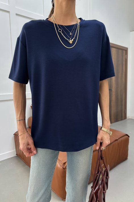 Modal Oversize Tshirt Lacivert