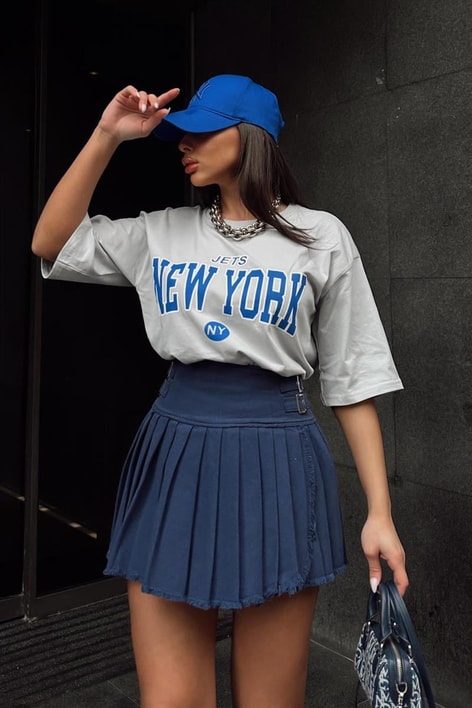 New York Oversize Tshirt Gri