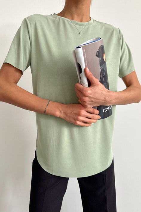 Oval Kesim Basıc Tshırt Çağla Yeşili