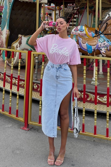 Oversize Barbie Tshirt Pembe