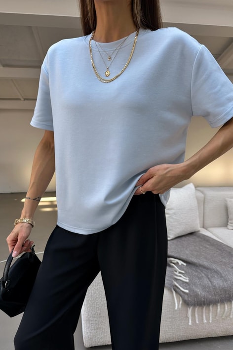 Oversize Modal Tshirt Açık Mavi