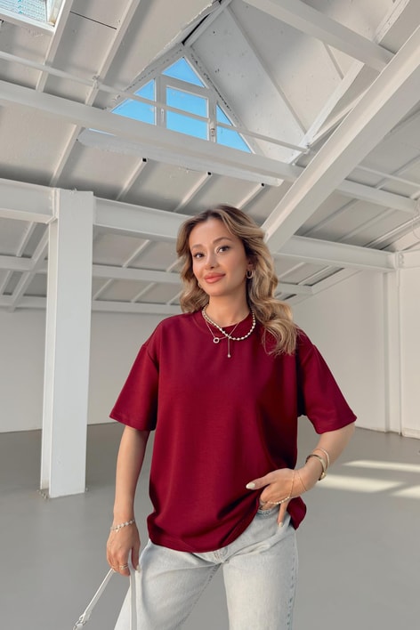 Oversize Modal Tshirt Bordo